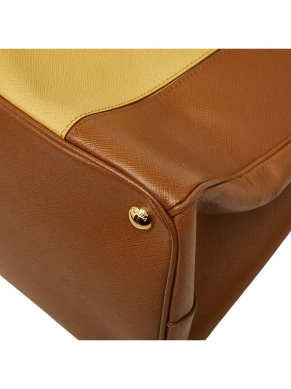 Prada Galleria Large Tote Brown Yellow Saffiano Leather - Picture 6 of 10